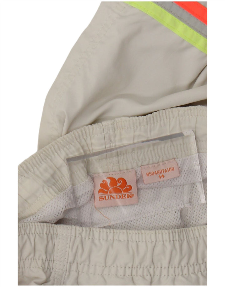 SUNDEK Short de Bain Graphique Garçon 13-14 Ans Blanc Colorblock