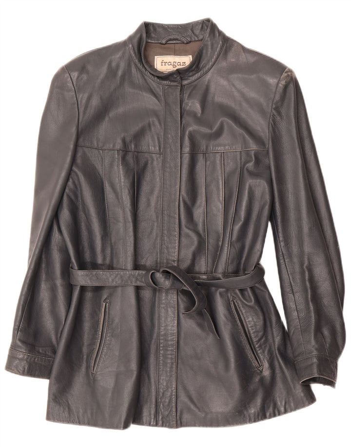 veste en cuir femme vintage IT 48 XL Cuir Gris