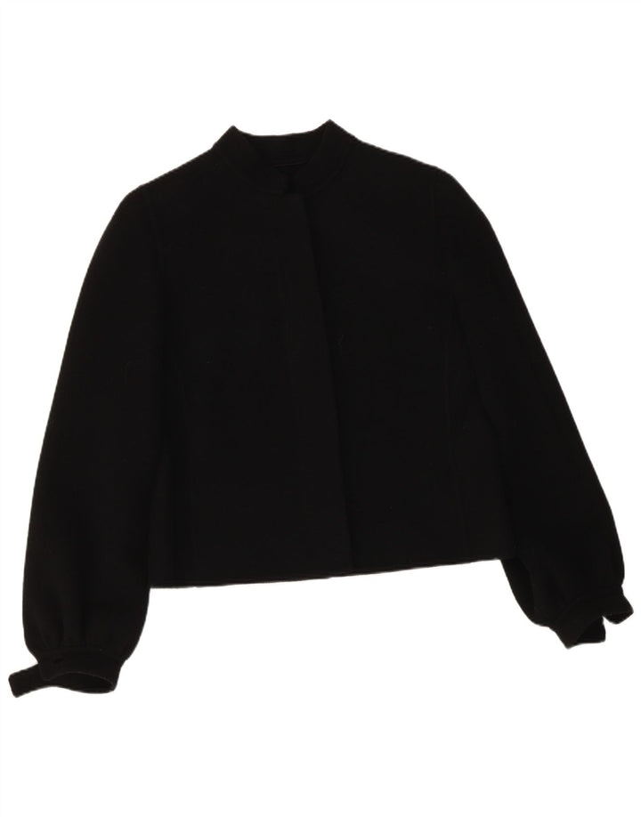 Veste Bomber Femme Vintage IT 46 Grande Laine Noire