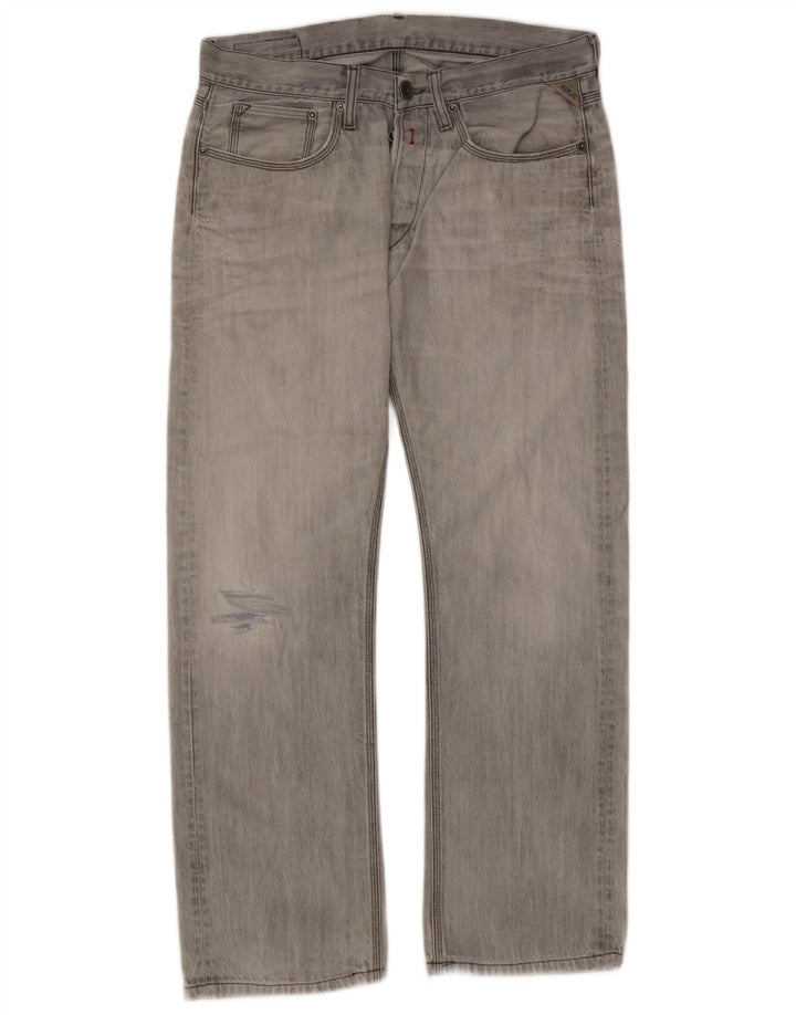 Replay Jean droit effet vieilli W33 L32 gris coton pour homme