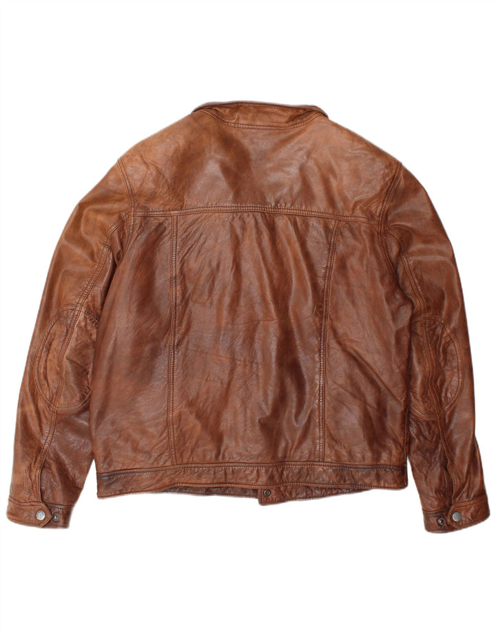 DAVID MOORE Veste en cuir bomber pour homme UK 38 Cuir marron moyen