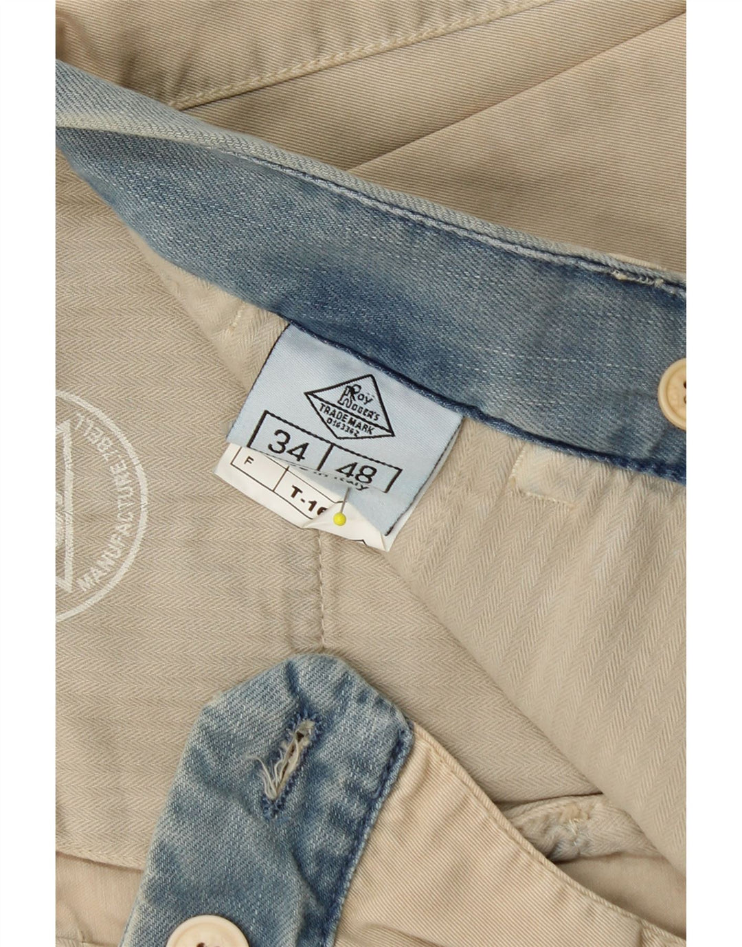 ROY ROGERS Short Chino Homme W34 Large Beige Colourblock Coton