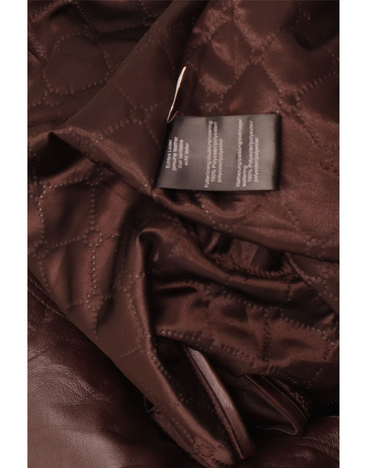 manteau en cuir femme vintage UK 20 2XL Cuir marron