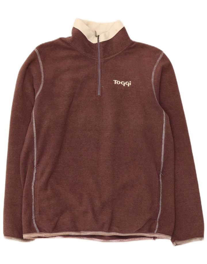 TOGGI Pull polaire à col zippé pour femme UK 12 Marron moyen Polyester