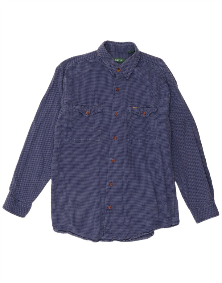 Orvis Chemise en flanelle pour homme en coton pied-de-poule Bleu Large