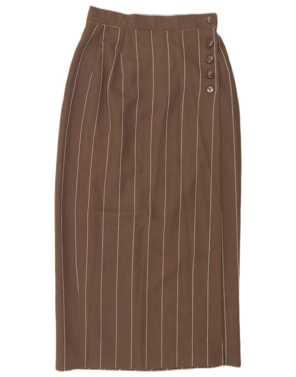 Karen Millen Jupe midi taille haute pour femme US 12 Large W26 Marron rayé