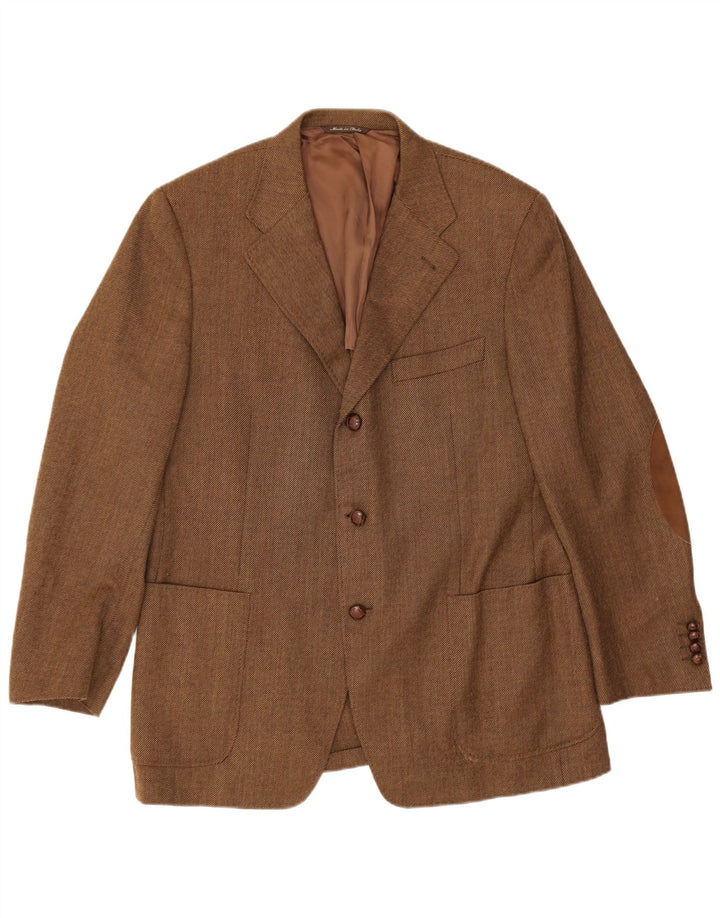 Canali Veste Blazer 3 Boutons Homme IT 54 2XL Marron Laine Vierge