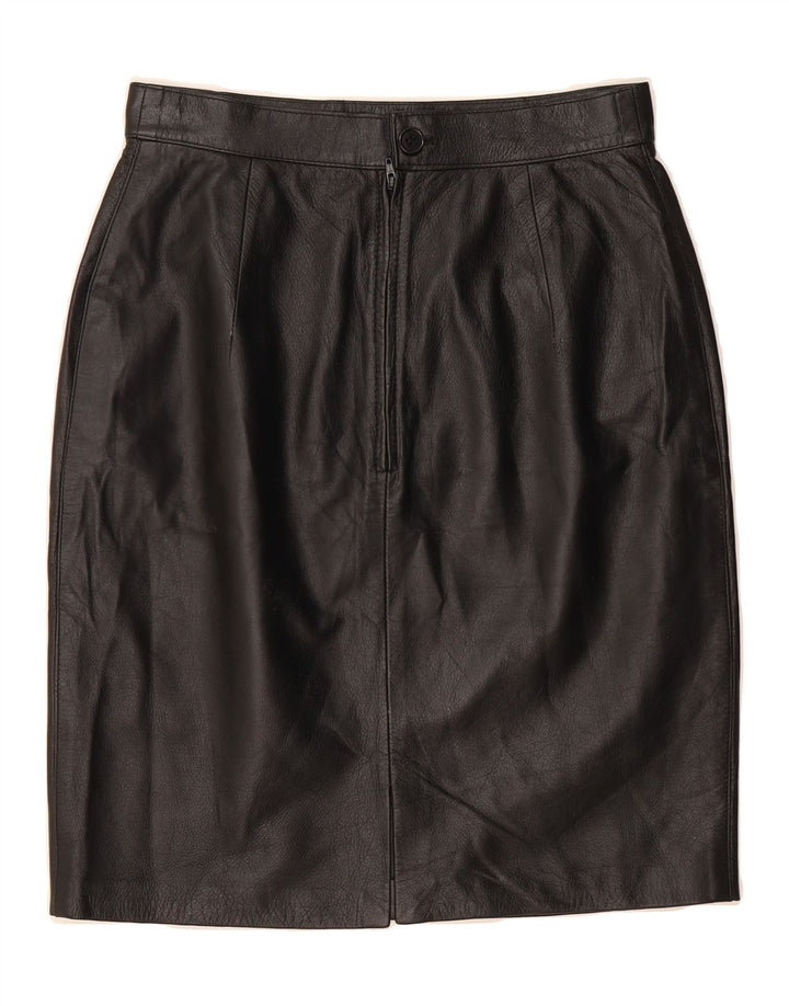 VINTAGE Womens Leather Skirt IT 42 Medium W26 Black Leather Vintage Vintage and Second-Hand Vintage from Messina Hembry 