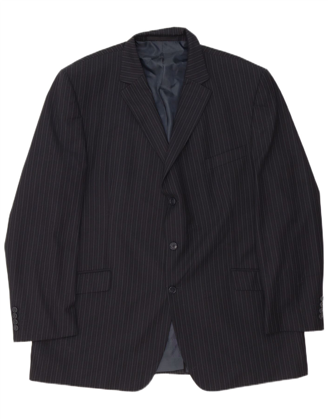 Marks & Spencer Veste blazer à 3 boutons pour homme UK 48 2XL Bleu marine à fines rayures