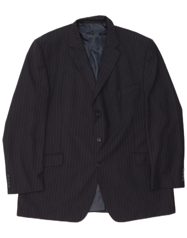 Marks & Spencer Veste blazer à 3 boutons pour homme UK 48 2XL Bleu marine à fines rayures