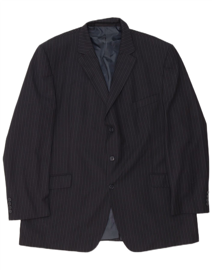 Marks & Spencer Veste blazer à 3 boutons pour homme UK 48 2XL Bleu marine à fines rayures