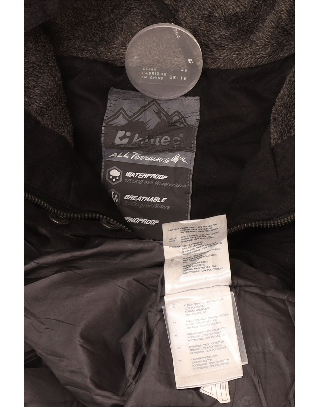 Killtec Manteau coupe-vent à capuche pour femme UK 16 Large Noir Polyester