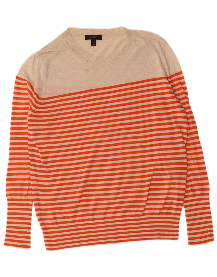 J. Crew Pull ras du cou pour femme US 6 en coton rayé beige moyen