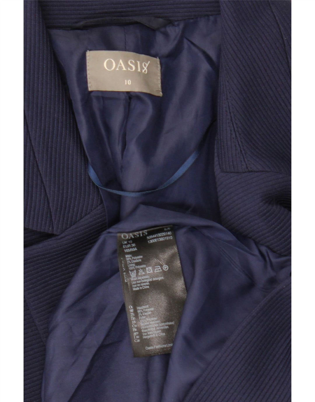 Oasis Veste Blazer Ouverte Femme UK 10 Petit Bleu Marine Polyester