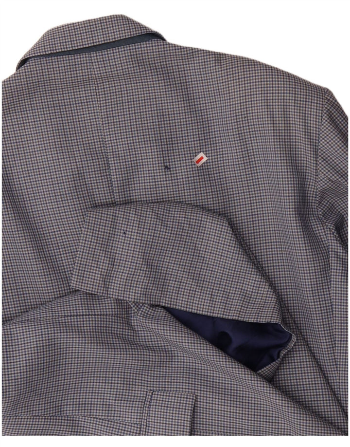 VINTAGE Veste Blazer 2 Boutons Homme IT 50 Grande Laine à Carreaux Bleu