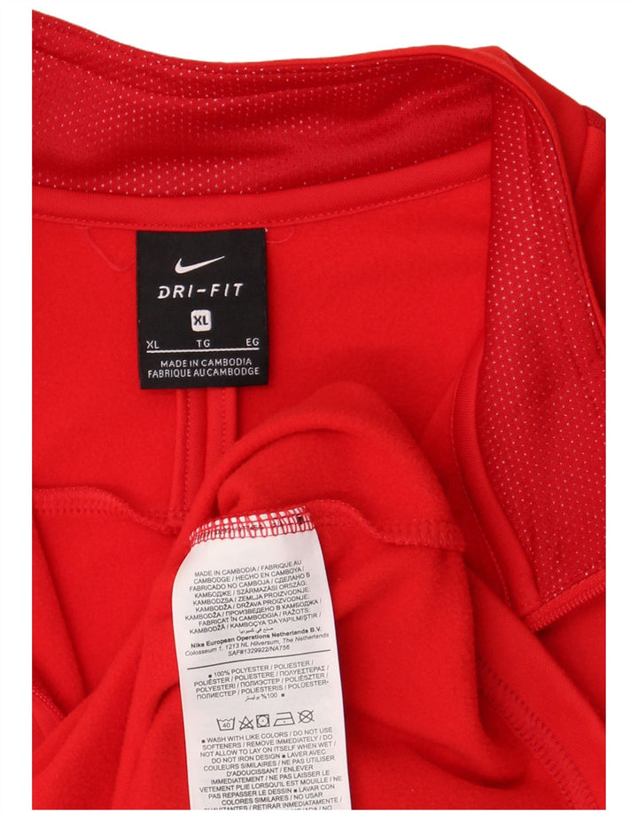 Nike Hommes Dri Fit Zip Neck Pull Survêtement Top XL Rouge Polyester