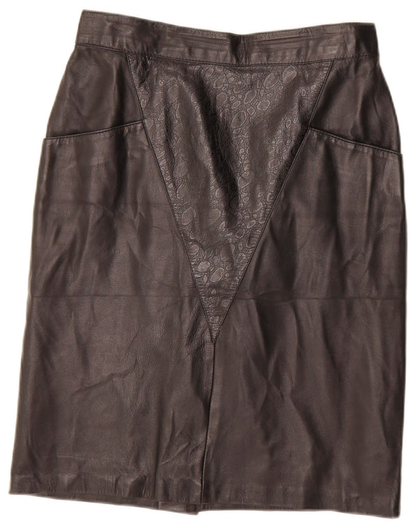 jupe en cuir femme vintage IT 44 Medium W28 Cuir géométrique noir