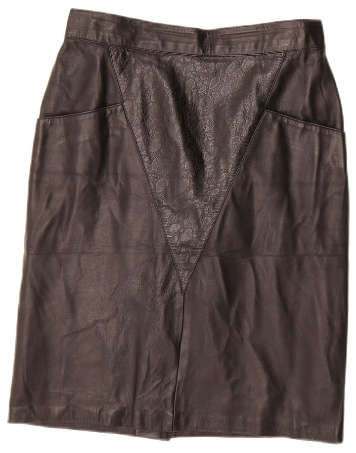 jupe en cuir femme vintage IT 44 Medium W28 Cuir géométrique noir