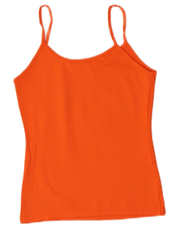Zara Femme Cami Top UK 12 Orange Moyen Polyamide