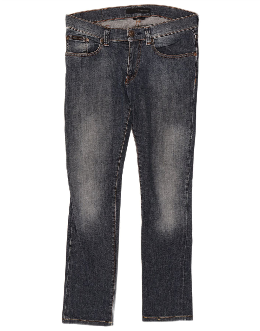 CALVIN KLEIN Jean Slim Femme W30 L28 Bleu Marine Coton