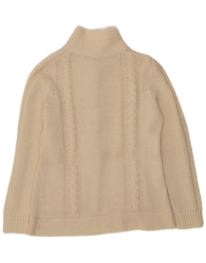 vintage Femme Cardigan Pull IT 42 Moyen Off White Acrylique