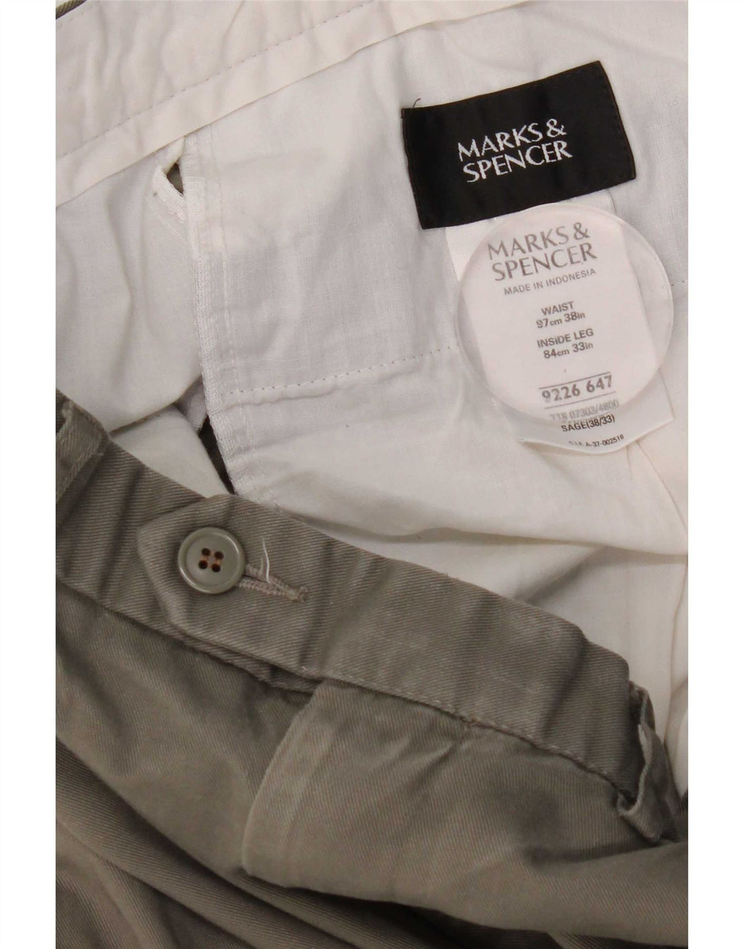 Marks & Spencer Pantalon de costume pour homme W38 L33 Kaki Polyester