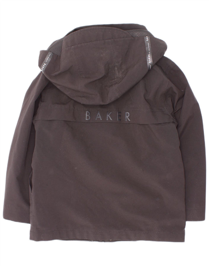Ted Baker Veste de pluie à capuche graphique pour garçon 4-5 ans Noir Polyester