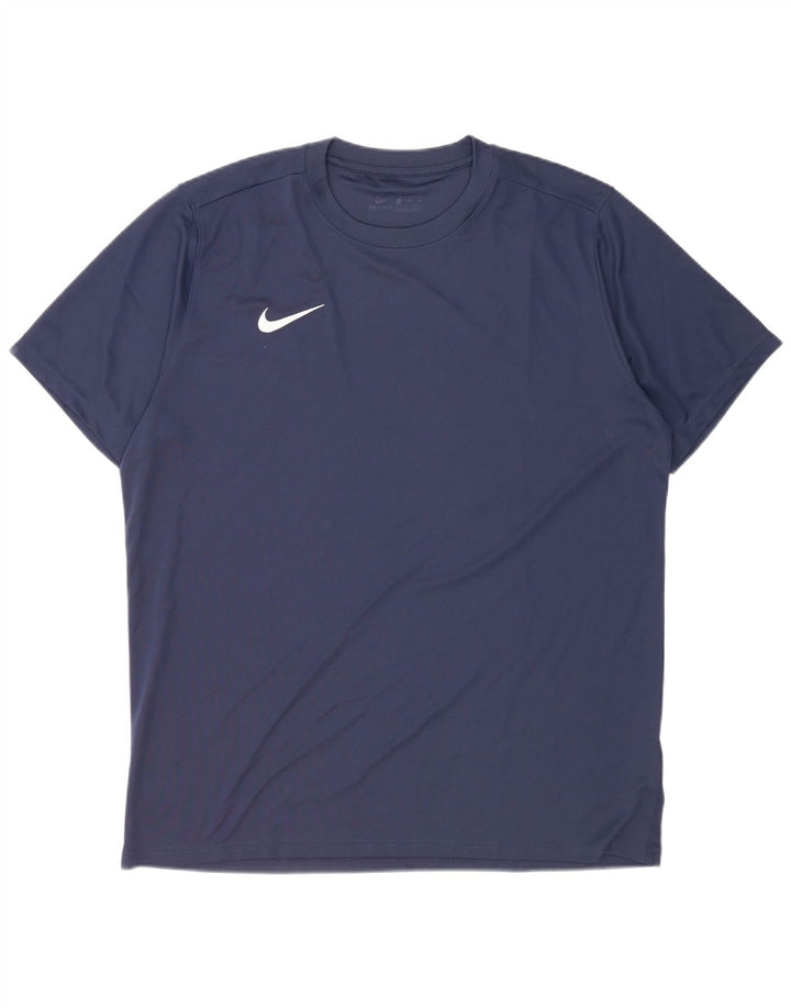 Nike Hommes Dri Fit T-Shirt Haut 2XL Bleu Marine Polyester