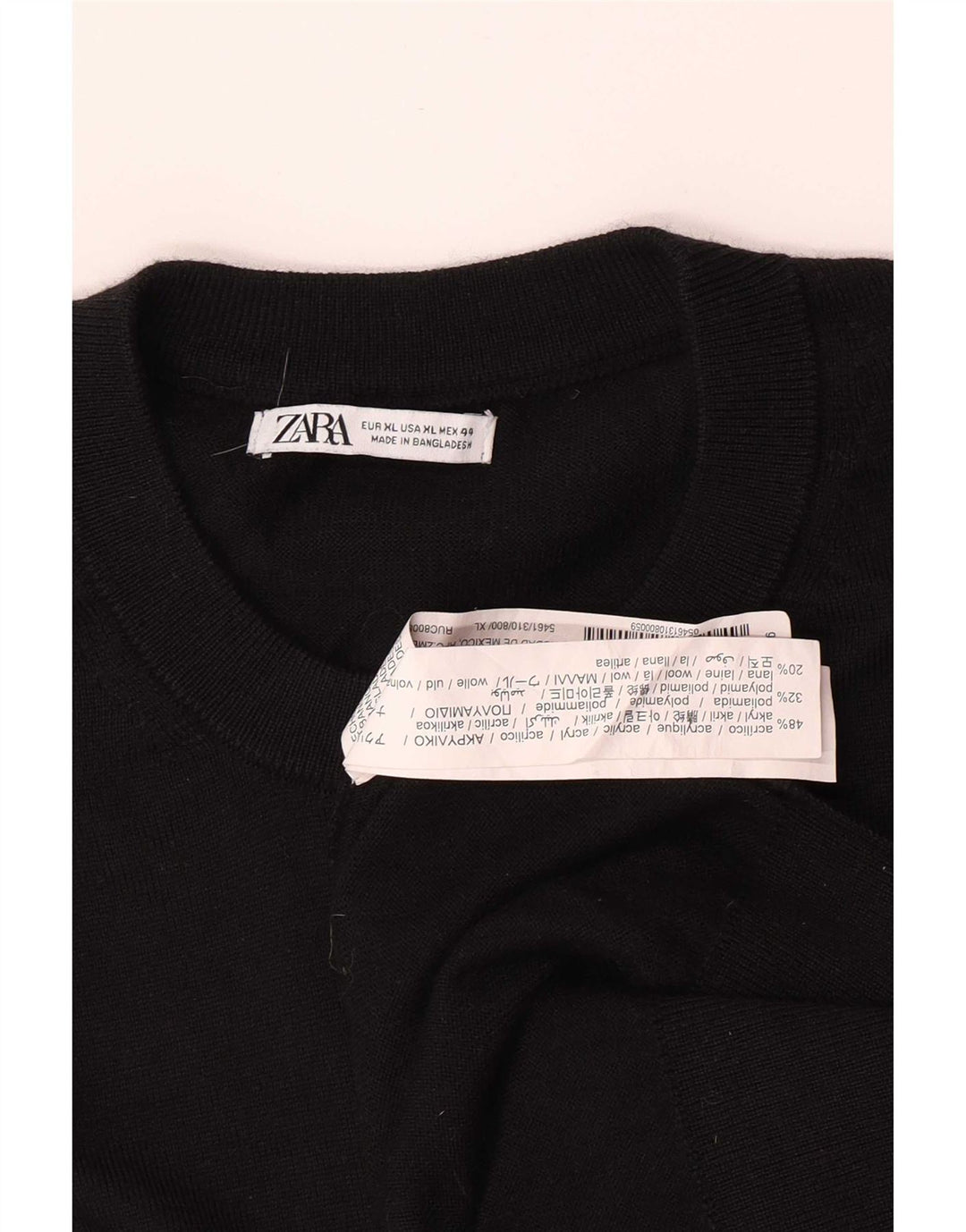 Zara Pull ras du cou pour homme XL Noir Acrylique