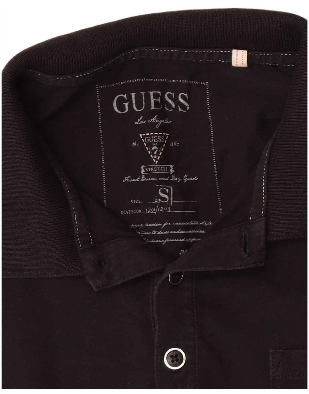 Guess Polo à manches longues pour hommes, petit, noir