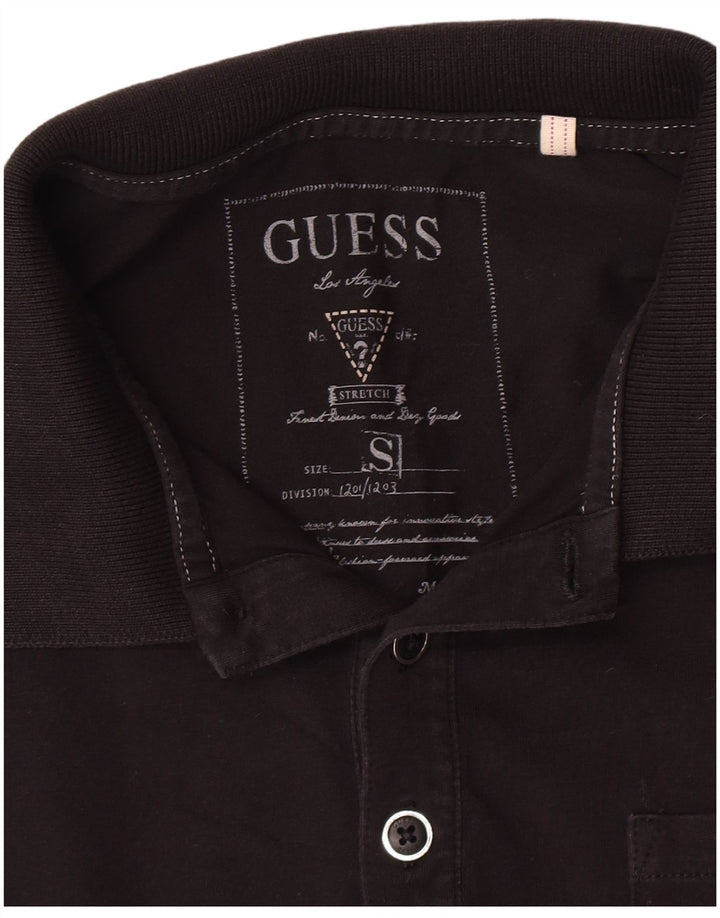 Guess Polo à manches longues pour hommes, petit, noir