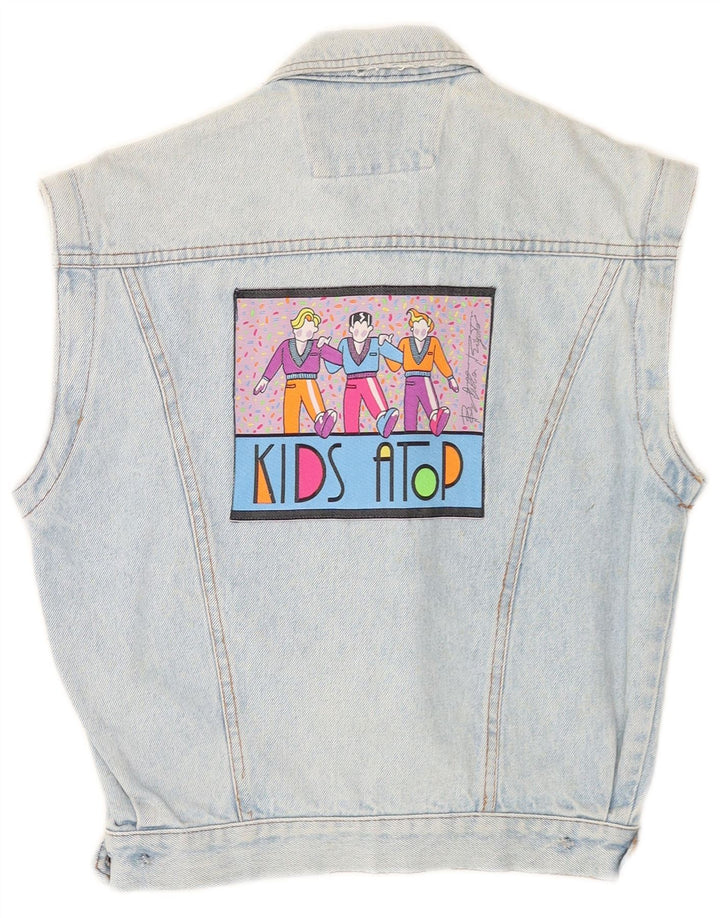 Casucci Gilet en jean graphique pour garçon 9-10 ans Bleu Coton