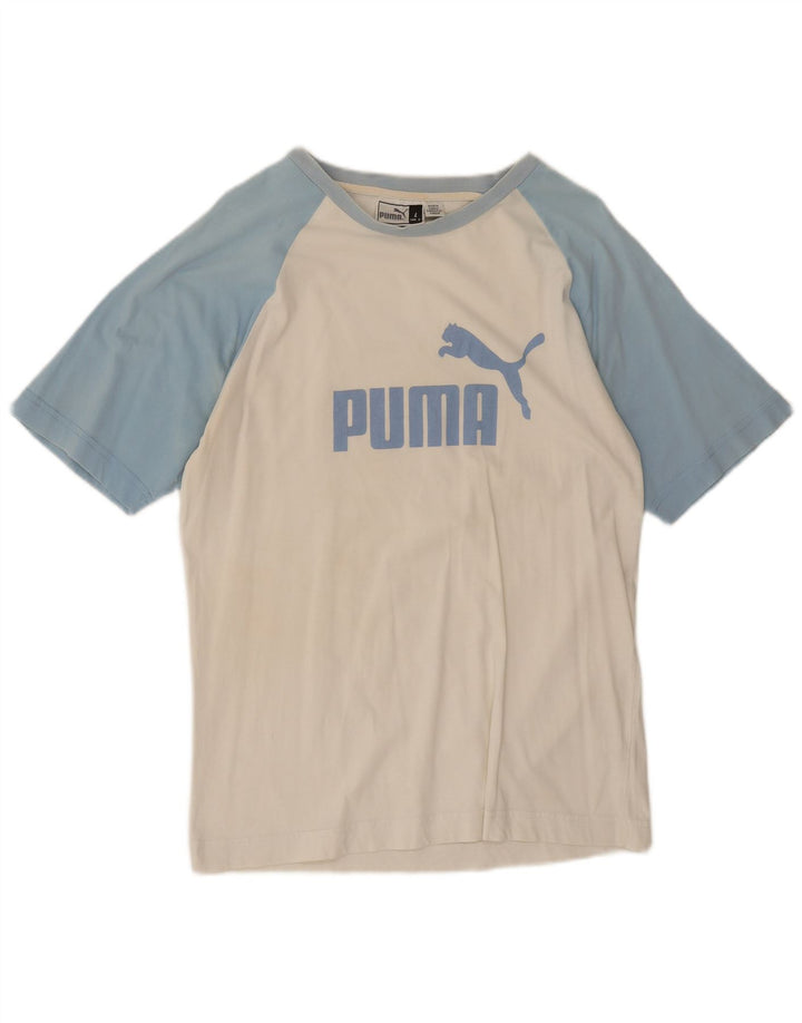 Puma T-Shirt Graphique Homme Large Blanc Colorblock