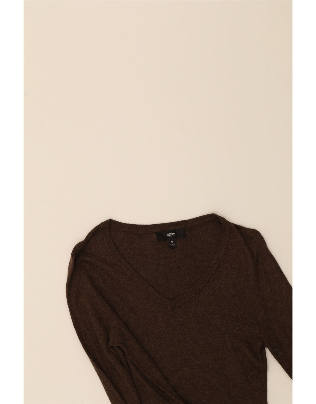 MOSSIMO Womens V-Neck Jumper Sweater UK 8 Small Brown Nylon Vintage Mossimo and Second-Hand Mossimo from Messina Hembry 