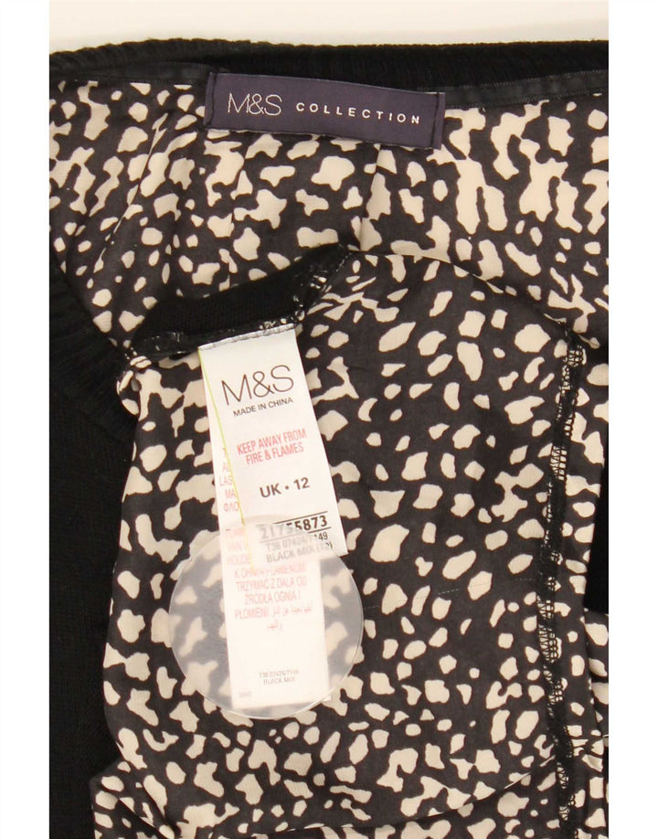 Marks & Spencer Haut à manches longues pour femme UK 42 Medium Noir Imprimé animal
