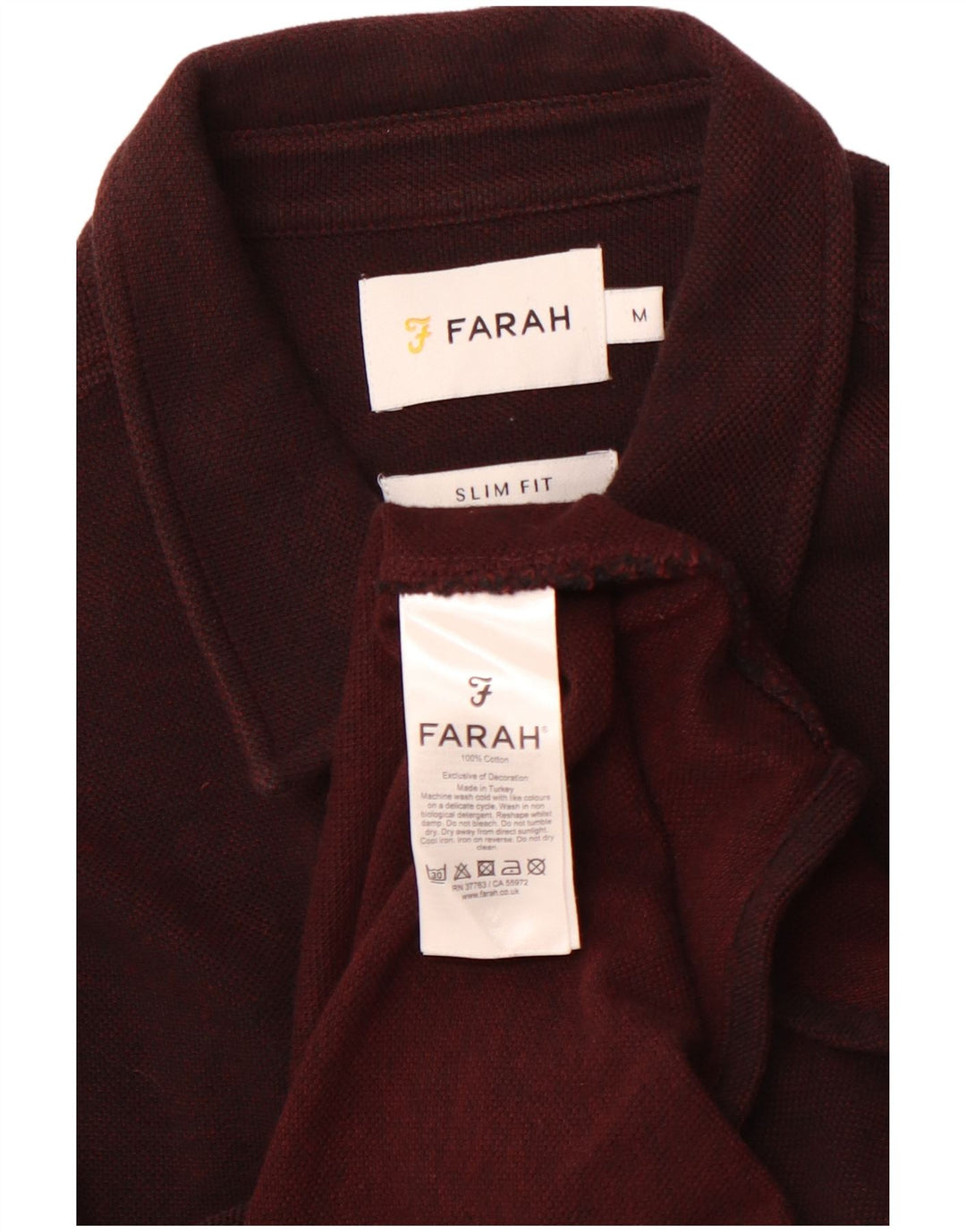 FARAH Chemise Slim Fit en Flanelle pour Homme en Coton Bordeaux Moyen