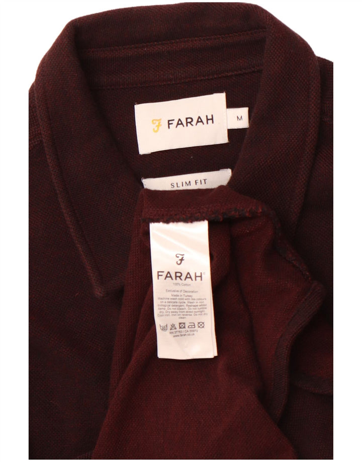 FARAH Chemise Slim Fit en Flanelle pour Homme en Coton Bordeaux Moyen