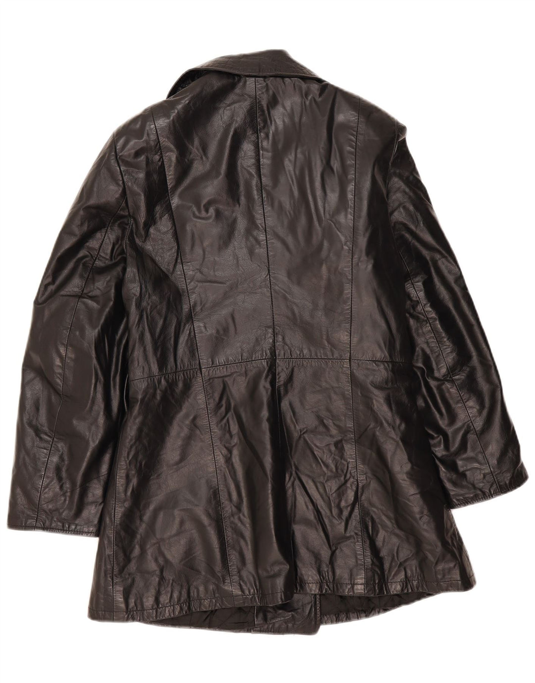 Manteau en cuir double boutonnage vintage pour femme IT 44 Noir moyen