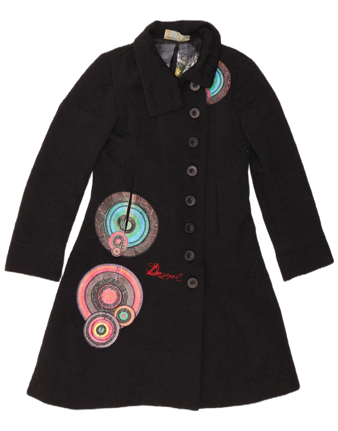 DESIGUAL Manteau à motif abstrait pour femme EU 40 Coton noir moyen