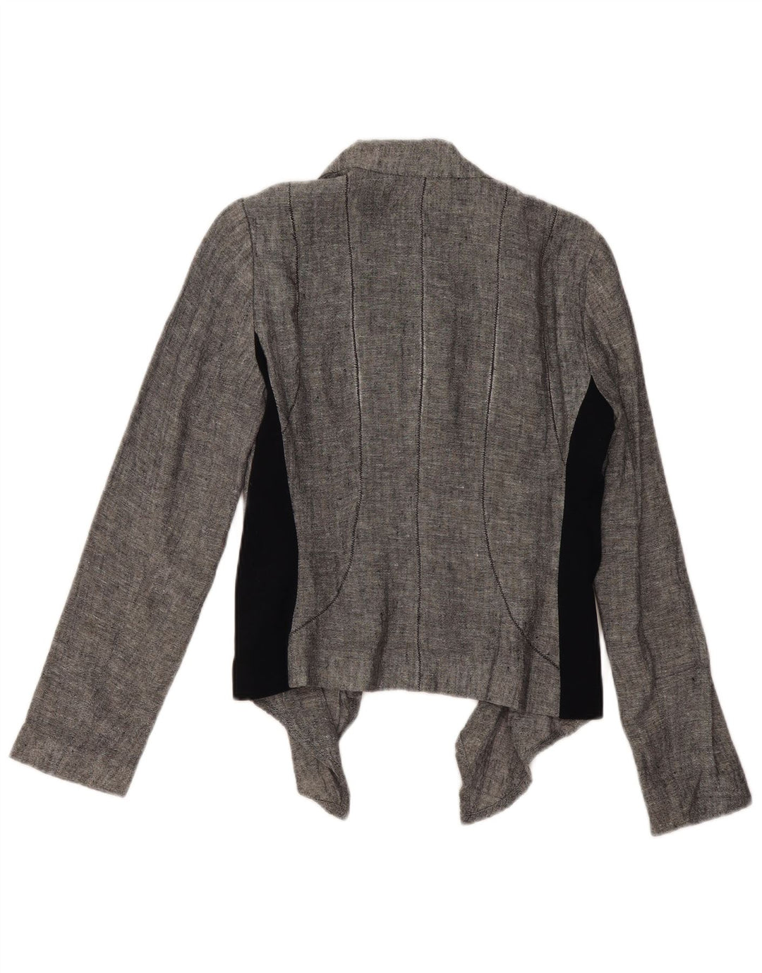 ZARA Veste blazer à nouer sur le devant pour femme UK 14 Gris moyen Colourblock Lin