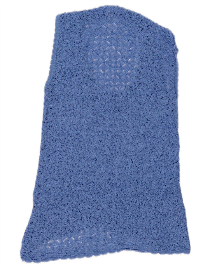 Zara Womens Blouse sans manches au crochet Top UK 12 Bleu moyen
