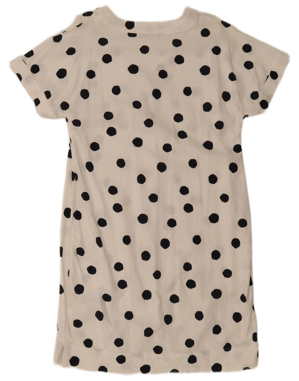 Marks & Spencer Robe trapèze pour femme UK 44, lin blanc à pois moyen