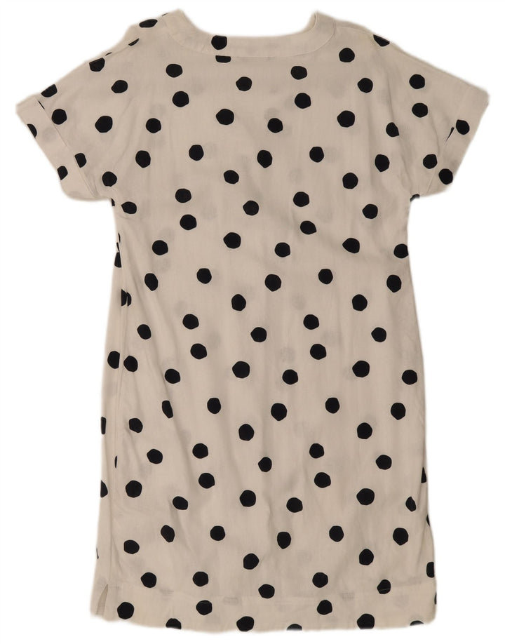Marks & Spencer Robe trapèze pour femme UK 44, lin blanc à pois moyen