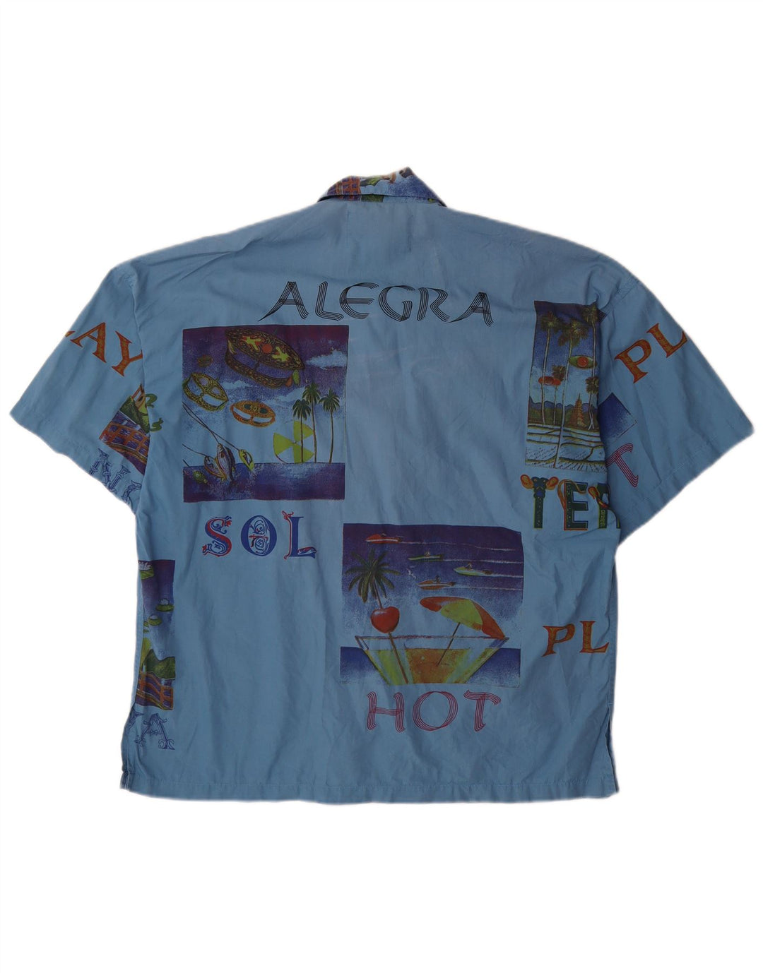 TERRANOVA Chemise Graphique à Manches Courtes Homme Bleu Moyen Patchwork Coton