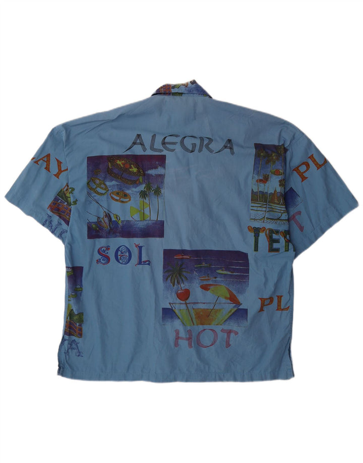 TERRANOVA Chemise Graphique à Manches Courtes Homme Bleu Moyen Patchwork Coton