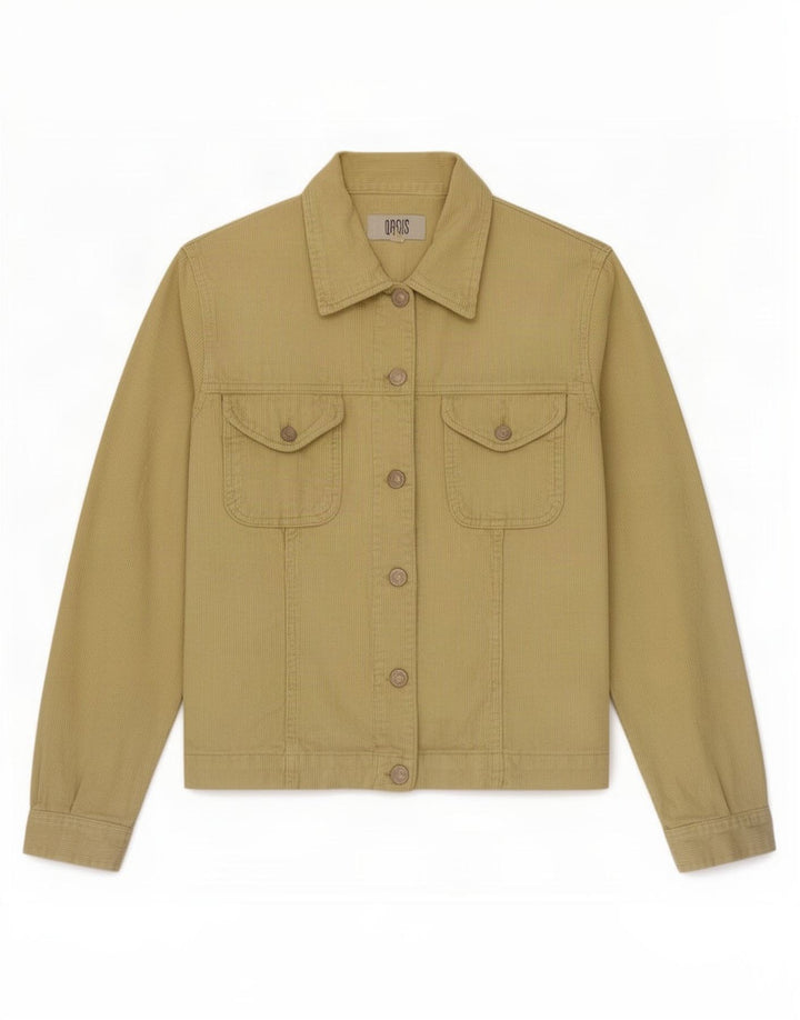 Oasis Veste en velours côtelé pour femme UK 12 Coton jaune moyen