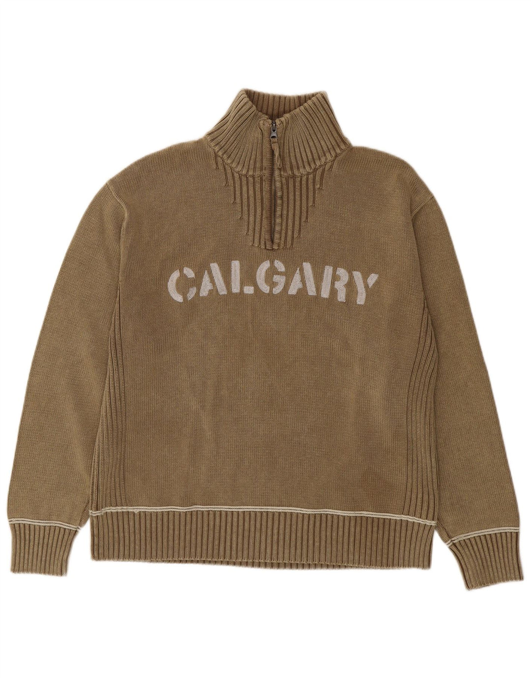 Camp David Pull graphique à col zippé pour homme 2XL en coton marron