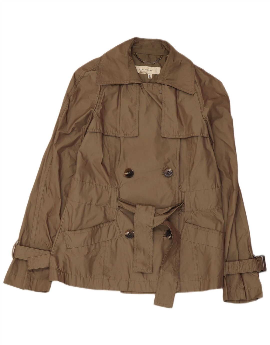 Zara Femme Trench Court UK 10 Petit Kaki Polyester
