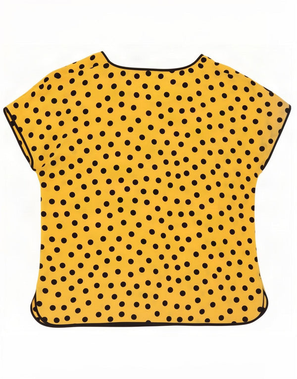 Vintage Womens Blouse Top XL Yellow Spotted Silk