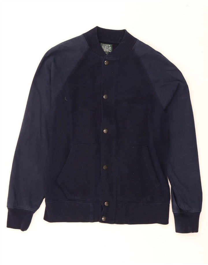 J. CREW Mens Varsity Jacket UK 38 Medium Navy Blue Colourblock Cotton Vintage J. Crew and Second-Hand J. Crew from Messina Hembry 
